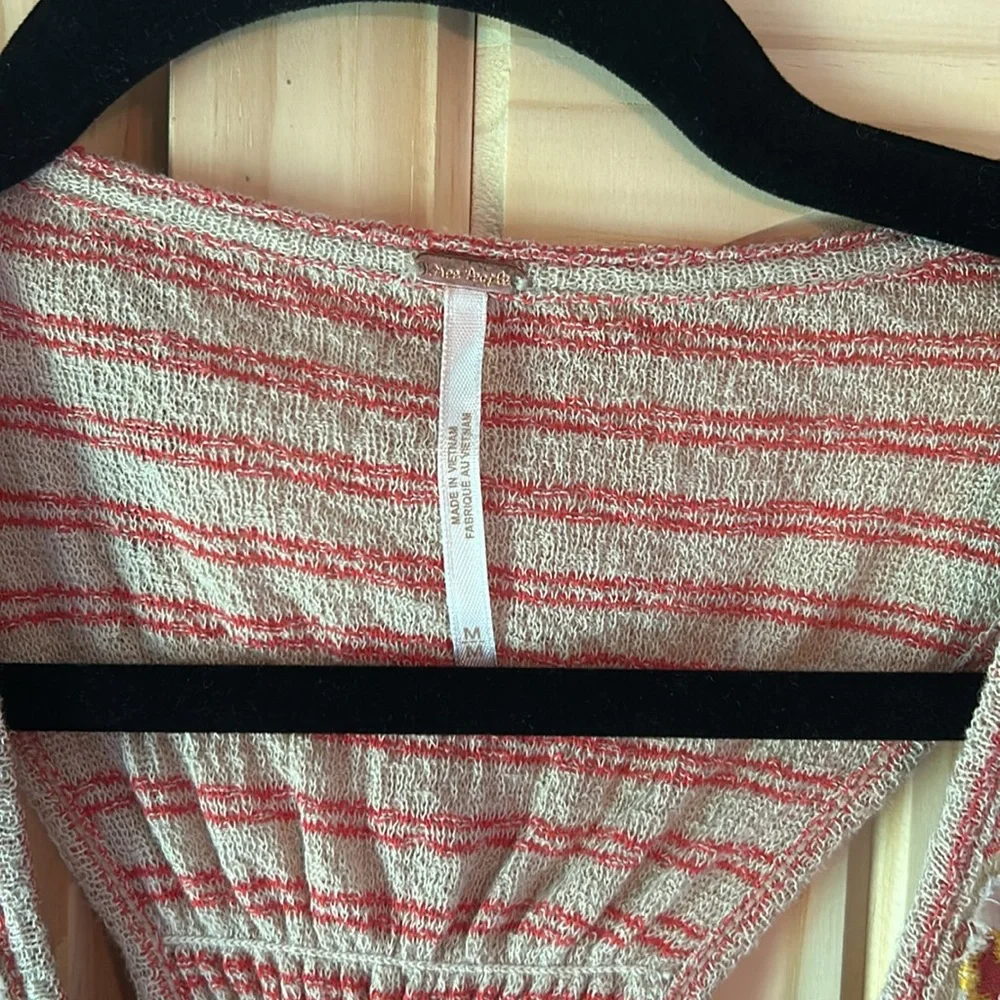 Free People Frida Beige Striped Surplice Tank Top Size M